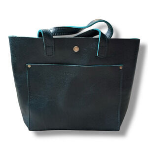NWOT Portland Leather Goods Mini Crossbody Tote Pebbled Dark Teal Snap Closure